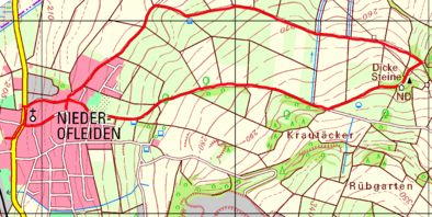 Wegeverlauf des kleinen Rundwegs