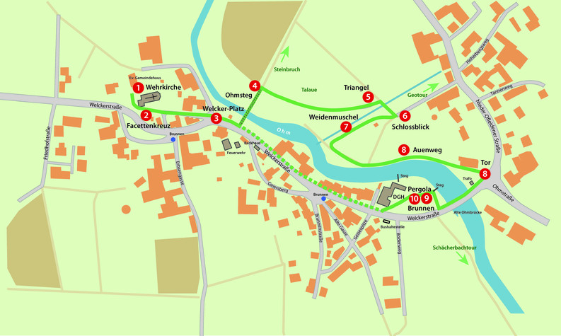 Plan Route Wanderweg- Zeigt eine vergrößerte Version