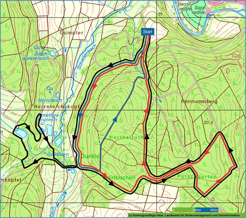 Übersichtskarte Routenverlauf- Zeigt eine vergrößerte Version